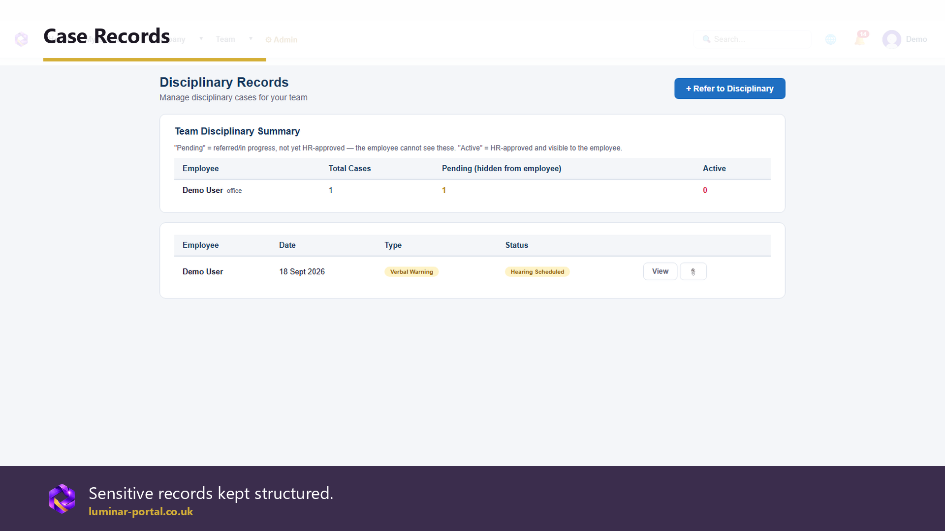 Formal case records keep sensitive information structured.