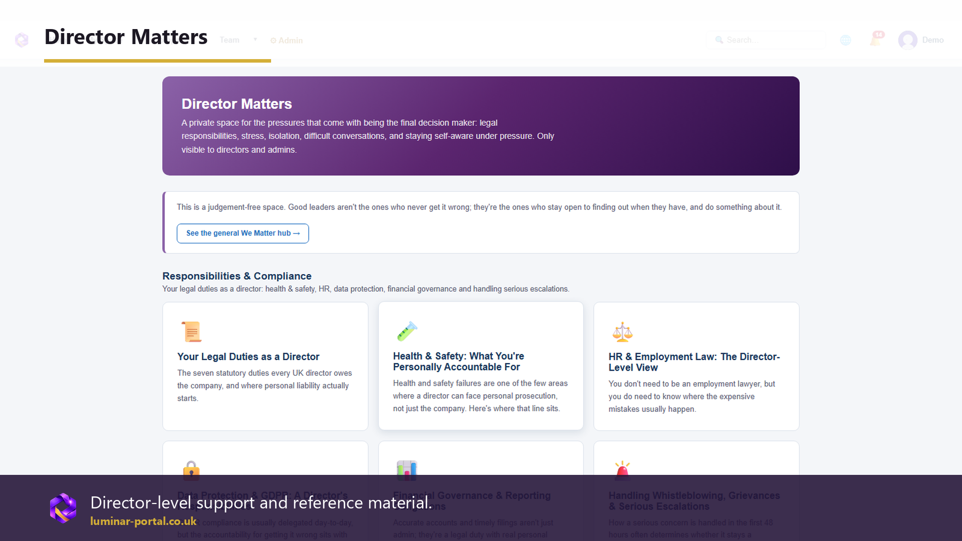 Director Matters provides director-level support and reference material.
